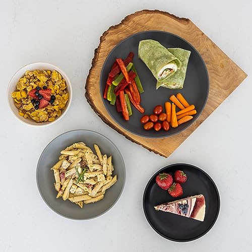 Grow Forward 16-piece Premium Wheat Straw Dinnerware Sets for 4 - Unbreakable Dishwasher & Microwave Safe Plastic Plates and Bowls Sets - Patio, Outdoors, RV, Camping Dishes - Moonlight - color: Moonlight