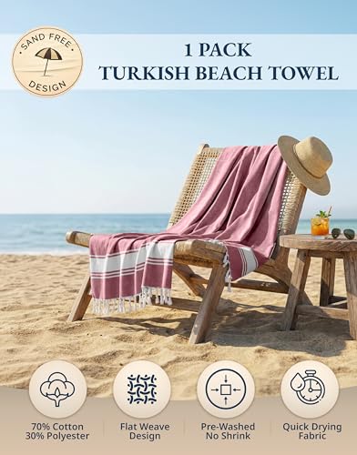 LANE LINEN Beach Towels for Women, Large Beach Towels Oversized, Pre-Washed, No-Shrink Sand Free, Quick Dry, Lightweight Travel Towel,Soft Beach Bath Towel, 39"x71" - Cashmere Rose - color: 26: Cashmere Rose, size: Pack of 1