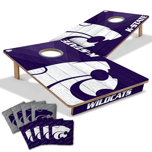 YouTheFan NCAA 2’ x 3’ Wood Cornhole Game with Logo Bags - color: Kansas State Wildcats, size: 2' X 3'