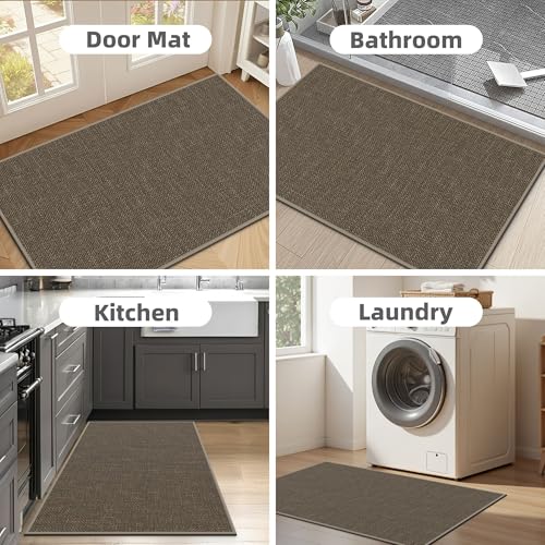 Indoor Door Mats 24"x36" Door Mat Indoor Entrance Resist Dirt Inside Washable Non Slip Entry Rugs for Entryway, Brown - color: Brown, size: 24"x36"