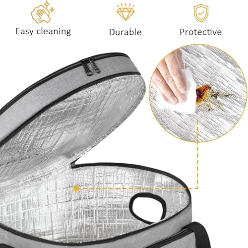 YOREPEK 2 Layer Slow Cooker Carrier, Compatible with 6, 7, 8 Quart Crock-Pot, Insulated Large Slow Cooker Travel Bag with Bottom Pad Lid Fasten Straps, for Family Gathering Potluck, Gifts for Women - color: Gray