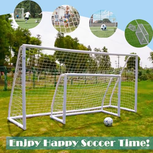 KATARUS Soccer Goal 12x6FT/10x6.5FT/8x6FT/8x5FT/6x4FT Outdoor Soccer Net Goals for Backyard with Weatherproof UPVC Frame & Ground Stakes Portable PVC Soccer Goal Post for Adults & Youth Training - size: 10FTx6.5FT