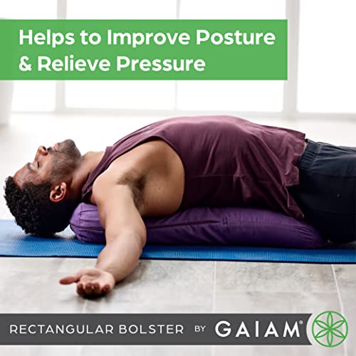 Gaiam Yoga Bolster Pillow, Soft Meditation Cushion for Yoga, Massage and Back Support, Breathable Cotton Fill, Zippered Microfiber Cover, Easy-Carry Handle, Machine Washable - color: Sage