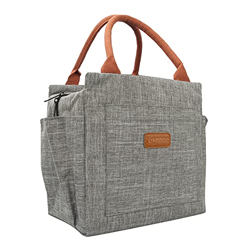Joymee Lunch Bag Women Insulated Lunch Box Reusable Leakproof Large Spacious Tote for Women Men Adult with Bottle Holder and Side Pockets for Work Picnic Travel - Grey - color: 04 Gray