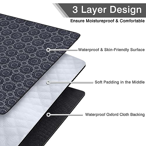 Supfitness Extra Large Picnic Blankets Waterproof Foldable (80 "x 80") Beach Blanket Waterproof Sandproof,3-Layer Thicking Mat Outdoor Packable Camping Blanket - color: Black, size: 6'8" x 6'8" (Square)