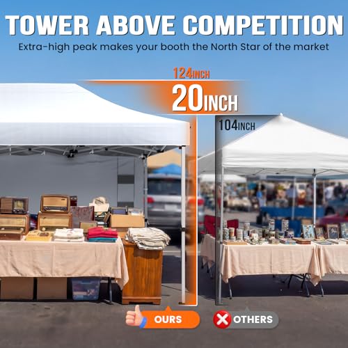 Quictent 10x15FT Heavy Duty Pop Up Canopy Tent, Commercial Easy up Portable Waterproof Shelter with Roller Bag for Outdoor Wedding Party Events Markets Gazebos - color: Off White, size: 10X15