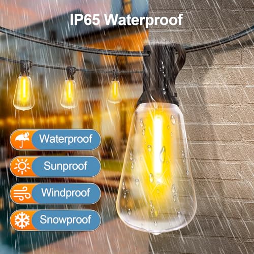 MGVIH Outdoor String Led Patio Lights - 200Ft 60M Outside Waterproof Light ST38 Shatterproof Bulb Connectable Hanging Outdoor Electric Lighting for Backyard Yard Gazebo Porch Party - size: 200 FT