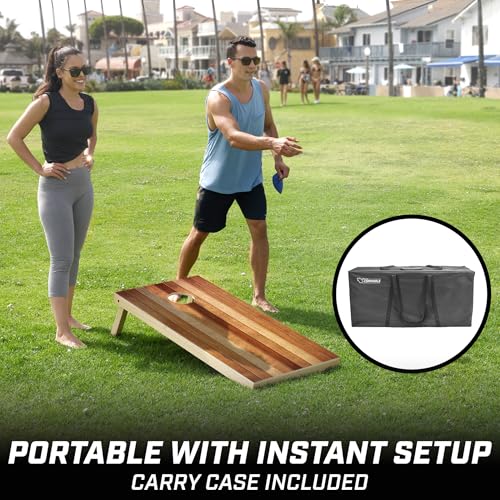 GoSports 4 x 2 ft Regulation Size Wood Cornhole Boards - 10 Vintage Wood Designs (Choose Your Style) - color: Red Oak