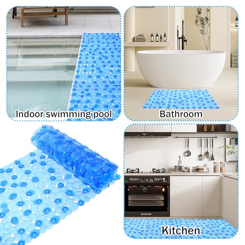 3 Pcs Ground Pool Drainage Walkway Mats, 15.7x27.6 Inch Non-Slip Pebble Stone Pool Surround Mats, Interlocking Drainage Deck Tiles for Above Ground Pool, Patio, Lawn Protection