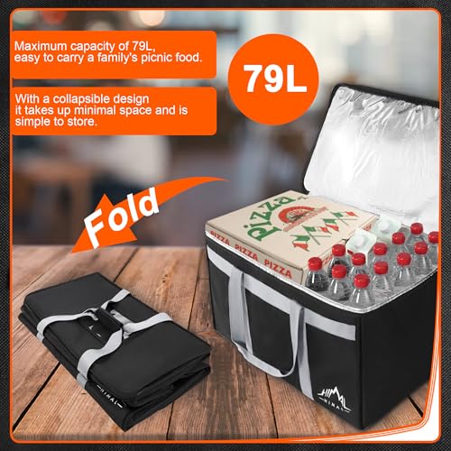 Himal Outdoors Insulated Food Delivery Bag XXXL-23Wx15Hx14D inches Premium Insulated Grocery Bag for HOT/COLD Food Delivery, Fit for Uber Eats, Doordash, Commercial Catering Transportation - color: Black