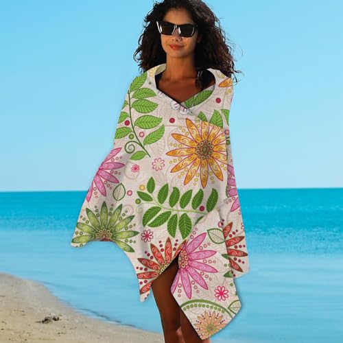 Floral Beach Towel,Spring Colorful Vivid Floral Flowers Lightweight Compact Sand Free Quick Dry Oversized Pool Swimming Towels for Girls Women Adults,29.5"×59" - color: Spring Colorful Vivid Floral Flowers