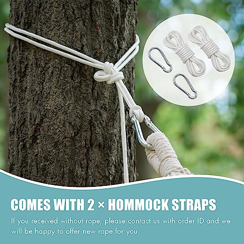 Brazilian Hammock with Tree Straps - Canvas Hammocks Portable Hammock with Carry Bag for Backyard, Porch, Outdoor and Indoor Use Blue & Green - color: Blue, size: X-Large