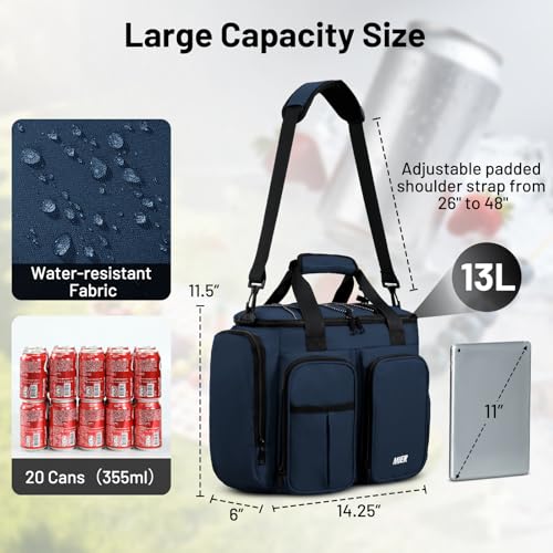 MIER Lunch Box for Men Heavy Duty Insulated Lunch Bag 20 Cans Large Leakproof Soft Cooler Bags with Multiple Pockets for Picnic Work Travel (Navy Blue) - color: Navy Blue