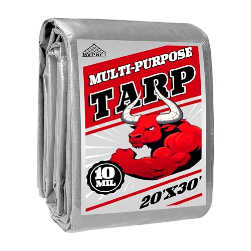 Tarp Heavy Duty 20x30ft Waterproof Tarps,10mil Uv Resistant,Multipurpose Silver/Black Tarps for Cars,Camping,Roof,Ship,Garden.by-MVPNET - color: Silver/Black, size: 20x30