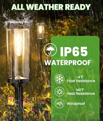 BITPOTT Bright Solar Pathway Lights, 2 Pack Solar Lights Outdoor Waterproof IP65, Auto On/Off Path Landscape Lighting, Long Lasting Outdoor Light for Yard Garden Walkway Landscape Lawn Patio Lighting - color: Warm White, size: 2 Pack