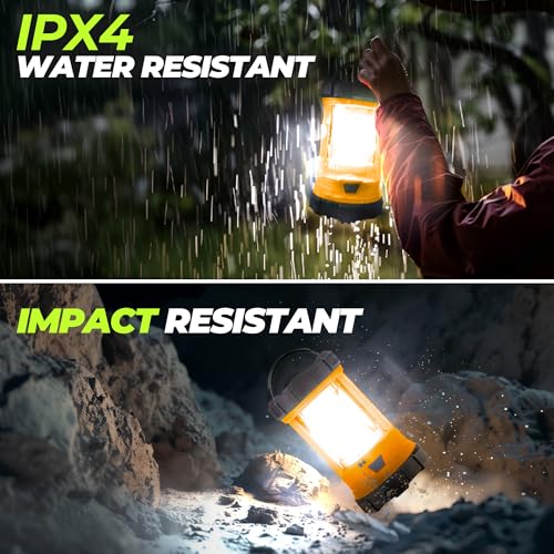 Camping Lantern 3000LM, LED Lanterns for Power Outages with 4400mAh Phone Charger, Impact-Resistant Rechargeable Lantern, 5 Light Modes Waterproof Lantern for Hurricane Emergency(Orange) - style: 1-Orange