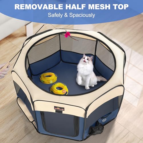 Aivituvin Dog Playpen Foldable Waterproof Pet Play Pens for Cat, Puppies, Rabbits, Chickens, Durable Portable Pet Tent for Travel Camping Indoor/Outdoor Blue XL - color: BLUE, size: XL