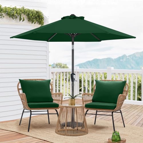 MASTERCANOPY 7.5FT Patio Umbrella with Push Button Tilt and Crank, Outdoor Market Umbrella with 6 Sturdy Ribs, UV Protection & Waterproof for Garden, Deck, Backyard, Pool (Forest Green) - color: forest green, size: 7.5ft