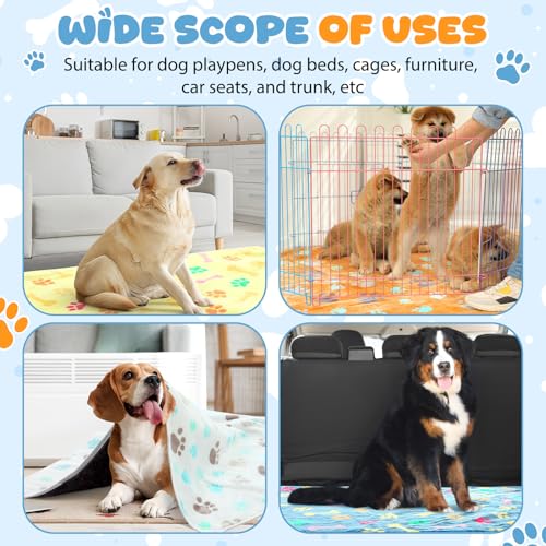 Tegeme 6 Pcs Waterproof Dog Blanket 41 x 30 Inch Paw Print Pet Blanket for Dogs Cats Puppy Washable Soft Fluffy Fleece Rug Flannel Throw Warm Sleep Mat for Kitten Doggy - size: 41 x 30 Inch