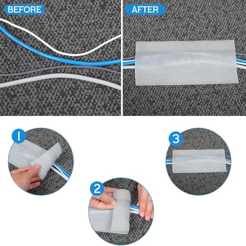 WILLBOND Carpet Cord Cover Cable Protector Floor Cover Cable Protector Management Only for Commercial Office Carpet(98.43 ft,Grey) - color: Grey, size: 98.43 ft