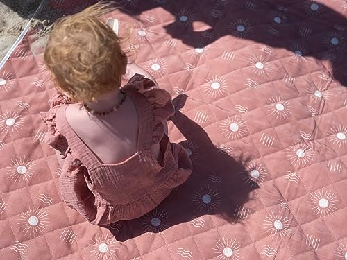 Shwally The Picnic Mat - Indoor/Outdoor Rug with Hand-Drawn Designs - Machine Washable, Water Resistant, Durable & Wipeable Material - Foldable & Easy to Carry - Large (Sunset Rose) - style: Sunset Rose