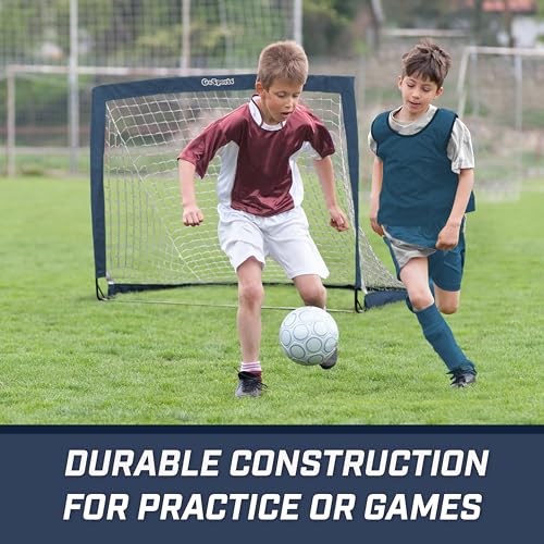 GoSports Portable Soccer Goals for Kids - 13 Color Options - Choose 4 x 3 ft or 6 x 4 ft - Team Tone Pop Up Nets for Backyard - color: Navy, style: 4 ft x 3 ft