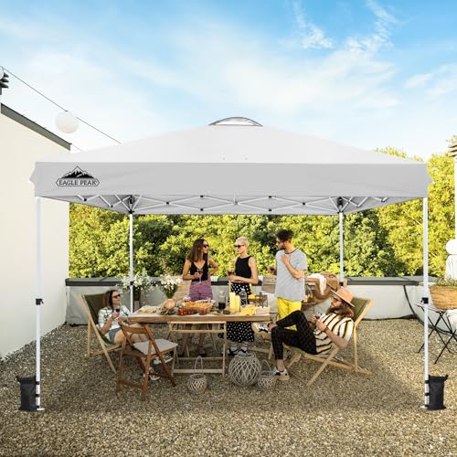 EAGLE PEAK Pop Up Canopy Tent with Wheeled Carry Bag, 8 Stakes, 4 Ropes, 4 Weight Bags, Easy Set Up Tent Canopy, 12x12 ft, 144sqft of Shade, White - color: White, size: 12x12