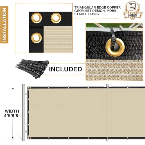Privacy Fence Screen 6' x 3' Fencing Cover Heavy Duty Mesh Windscreen Cloth for Outdoor Garden Patio Backyard Chain Link Fence Beige - color: Beige, size: 6' x 3'