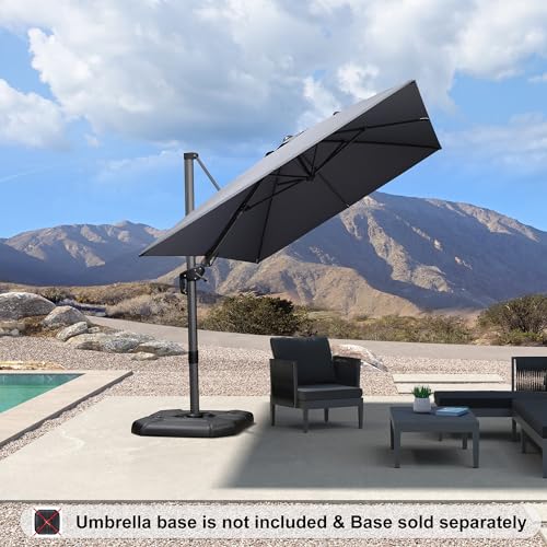 PURPLE LEAF 8' X 11' Left-right Tilt Patio Umbrella Outdoor Cantilever Swivel Rectangle Umbrella Aluminum Offset Umbrella with 360-degree Rotation for Garden Deck Pool Patio Light Grey - color: Light Grey, size: 8.2' X 11.5', style: Left-right Tilt