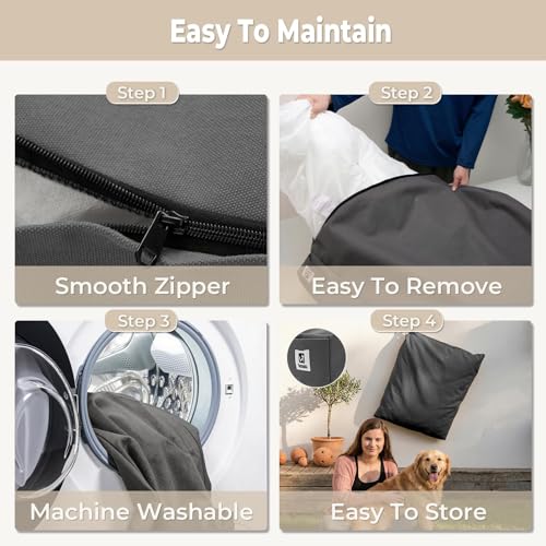 Sytopia 47 Inch Canvas Outdoor Dog Bed for XXL Dogs, Durable Dog Bed with Waterproof Washable Removable Cover, Great Gift for Pets, Indoor Patio Pet Pad for Crate, Dark Grey - color: Dark Grey, size: XX-Large