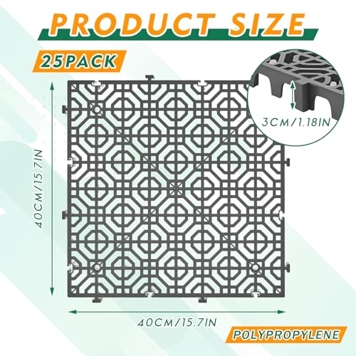 10 Pcs 15.7 x 15.7 in Heavy Duty Ground Protection Mats Drive on Lawn Grates Grid Parking Pavers, Drain Interlocking Non-Slip Floor Mat, 6613 lb Load for Stone Grass Grid Permeable (Grey) - color: Gray, size: 15.7 x 15.7 in