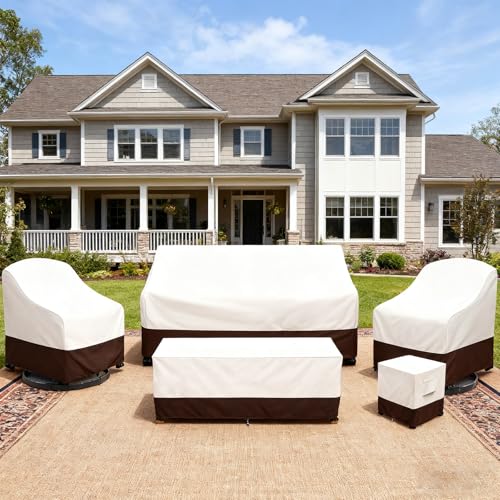 Bitubi Waterproof Patio Sofa Cover, Heavy Duty 2-Seater Outdoor Couch Cover Size Up to 58W x 32.5D x 31H Inches, Lawn Patio Furniture Covers with Air Vent (Brown) - color: Sofa-brown, size: 58"W x 32.5"D x 31"H