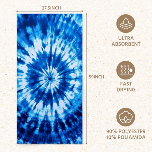 Tie Dye Microfiber Lightweight Beach Towel Sand Free Quick Dry Absorbent Thin Towels Blanket for Swimming Pool Camping Beach Vacation Essentials Accessories Travel Things for Cruise Gym - color: Lcs Multicolor 01536