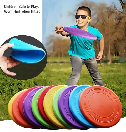 7'' Kids Outdoor Game Flying Discs 12 Pack Party Favors School Teaching Early Education Sports Safe Soft for Toddler Kindergarten Children Colorful DIY Drawing Plate