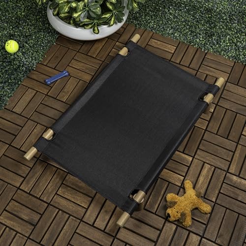 DBD5000C Chester 32" Modern Minimalist Wood Frame Elevated Outdoor Dog Bed, Ink/Light Teak - color: Ink/Light Teak