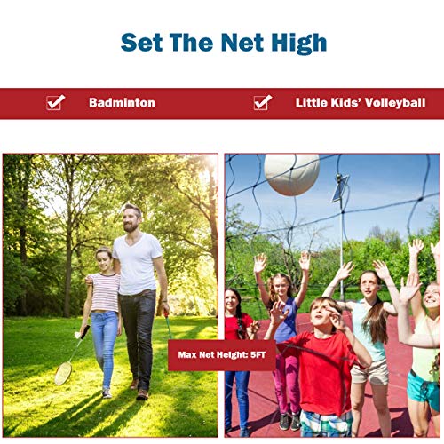 DORTALA Portable Badminton Net 10FT, Freesting Soccer, Volleyball, Pickleball, Tennis Net, Adjustable Height, Easy Setup Badminton Net for Indoor Outdoor Court Beach Backyard