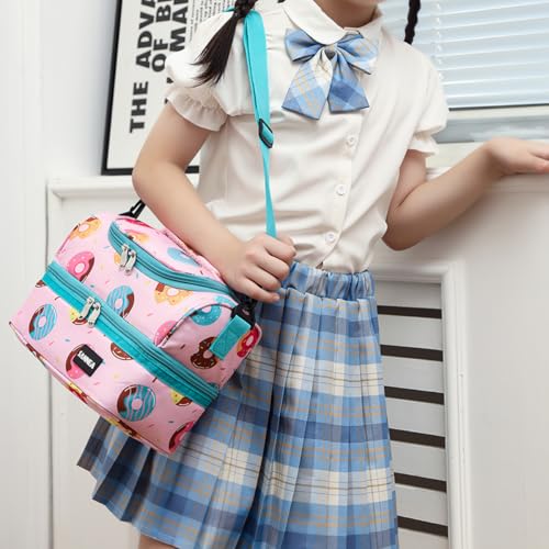 Double Deck Lunch Bag Cooler Insulated Lunch Box Tote 7L Dinosaur Age Bento Bags with Removable Adjustable Strap - color: 7L Dinosaur Age