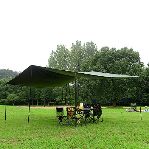 Wind Tour Portable Multifunctional Outdoor Camping Traveling Awning Backpacking Tarp Sunshade Lightweight UV Protection and PU 3000mm Waterproof Rain Fly Tarp Shelter (118 * 177 inches) - size: 118×177 inches