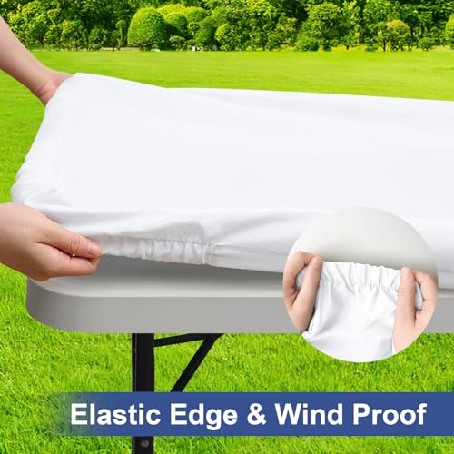 homing Rectangle Table Cloth Cover, Waterproof Polyester Elastic Fitted Tablecloth, Washable Table Protector for Picnic, Camping, Outdoor (White, 24" x 36") - color: White, size: 36" x 24" (Rectangular)