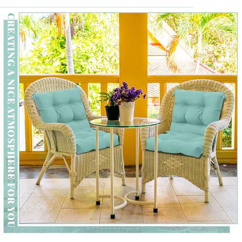 Marsui 4 Pcs Outdoor Indoor High Back Chair Cushions Patio Furniture Tufted Pillow with Ties Water-Resistant Replacement Outdoor Rocking Chair Cushions, 42 x 21 Inches (Light Green,Solid Color) - color: Light Green, size: Solid Color