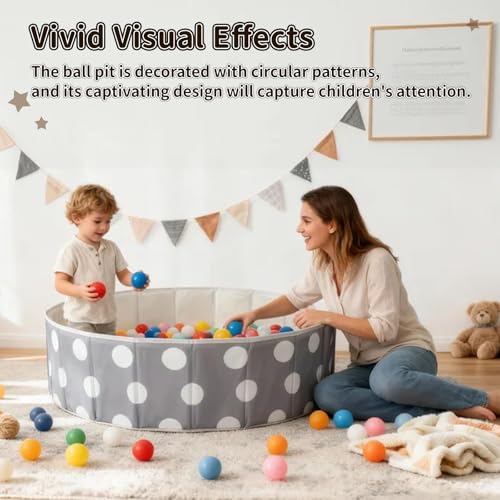 40Inch Kids Ball Pit, Foldable & Portable & Reusable Balls Pool for Toddlers,Playpen/Fence for Baby, Play Pool for Dog, Indoor & Outdoor Use, Oversized - color: Gray With Point