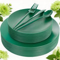 ejonirinjonir EI 150pcs Green Plastic Plates,Green Disposable Plates Heavy Duty,Fancy Plastic Dinnerware Set,Dinner Plate for Party,Picnic,Birthday,Wedding Afternoon Tea Spring,St. Patrick's Day - color: Green Frosted Plastic Plates