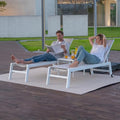 PURPLE LEAF Patio Lounge Chair 2 Pieces White Aluminum Outdoor Chaise Lounge for Pool Backyard Beach with Wheels and Table, Linen - color: Linen, style: Standard Inclining-leg