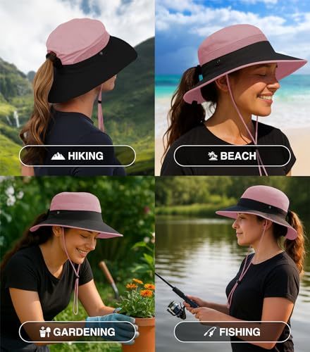 GearTOP Safari Hat for Men Sun Hats for Women UV Protection UPF 50+ Fishing, Gardening, Hiking Hat (22-23 1/2") - color: Light Pink Grey Standard