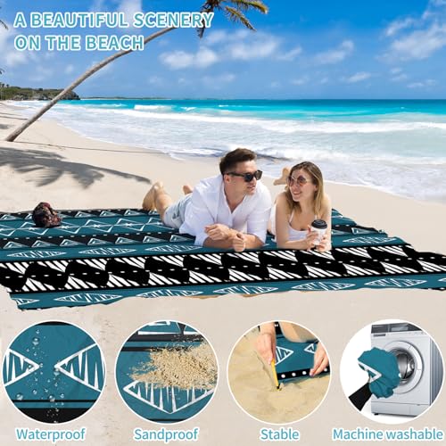 Beach Blanket 78''×81'' Suits 1-5 Adults Waterproof Sandproof Oversized Waterproof Lightweight Durable Beach Blanket Large Picnic Mat for Travel Camping Picnic - color: Boho, size: 78''x81''