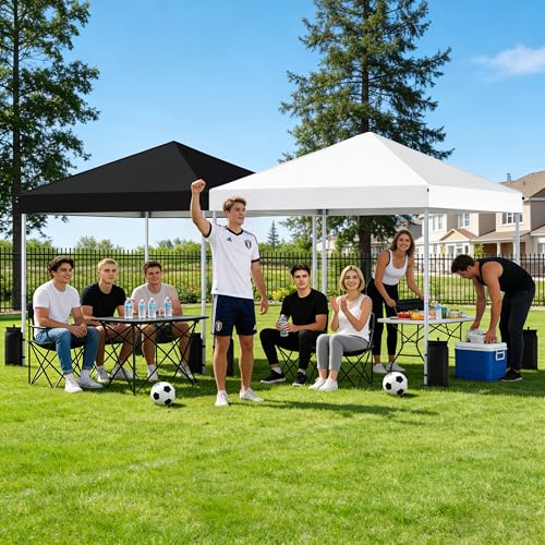 SANWAY 10x10 Pop Up Canopy Tent, One Push Setup, Heavy Duty Portable for Beach Camping Parties with Vents - Black - color: Black