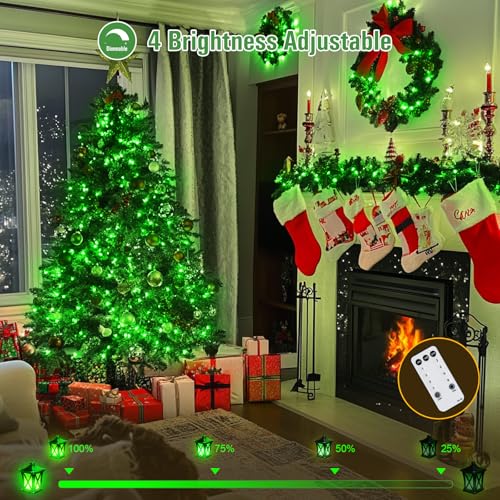 JMEXSUSS 600 LED Green Lights Indoor Outdoor Waterproof, Clear Wire Plug in 168 FT Green Christmas String Lights for Yard Tree Room Garden Halloween Party Xmas Decor, 8 Mode, Remote - color: Green, size: 600 LED