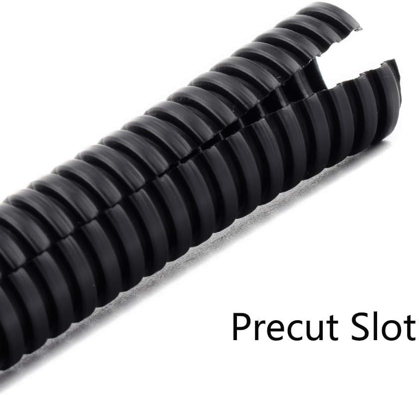 ZhiYo 50FT 3/4” Wire Loom Split Tubing Auto Wire Conduit Flexible Cover | High Temperature Heat Resistant -40F to 257F | Plastic Cover for Electrical Wires & Cables - color: Black, size: 50FT 3/4”