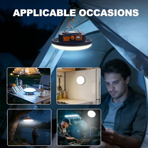 10000mAh 4000LM Flashlight Portable LED Camping Lantern Rechargeable Light 30W with Digital Display and Magnet , IPX5 Waterproof Tent Lights Power Failure Emergency Light for Parents Christmas Gift - size: 30W