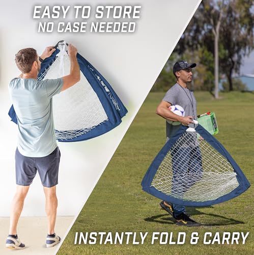 GoSports Portable Soccer Goals for Kids - 13 Color Options - Choose 4 x 3 ft or 6 x 4 ft - Team Tone Pop Up Nets for Backyard - color: Navy, style: 4 ft x 3 ft